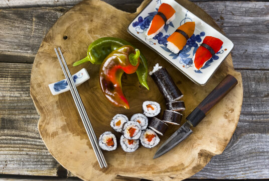 Sweet pepper Ajvarski LAH with sushi landscape 2 scaled 1