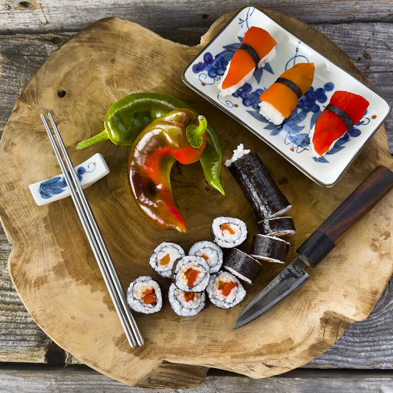 Sweet pepper Ajvarski LAH with sushi landscape 2 scaled 1